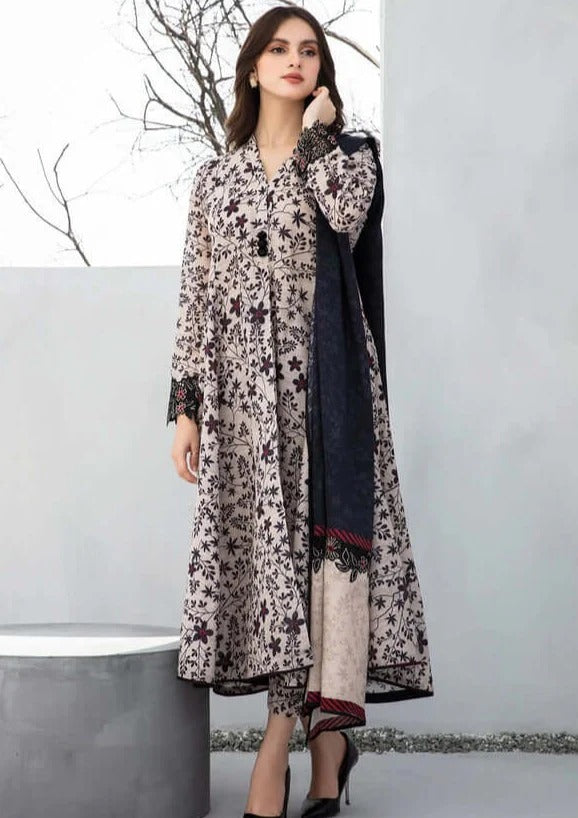 AR-BQ410 Digital Printed Lawn 3Pc Suit With Digital Printed Lawn Dupatta