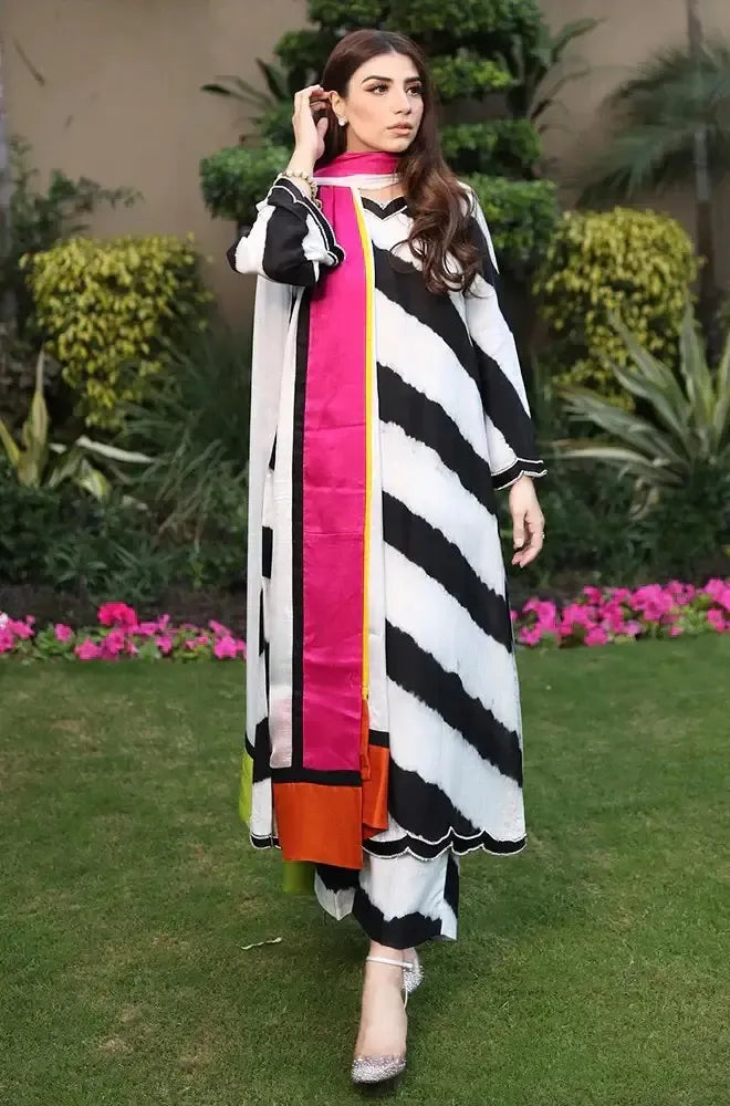 AR 810 3 Piece Digital Printed Viscose Silk Suit