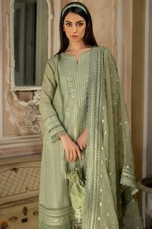 AR-SN60 3Pc Sequence Embroidered Lawn Suit With Sequence Embroidered Organza Dupatta