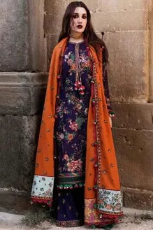 AR-680 Unstitched Heavy Embroidered Dhanak Suit Embroidered Dhanak Shawl