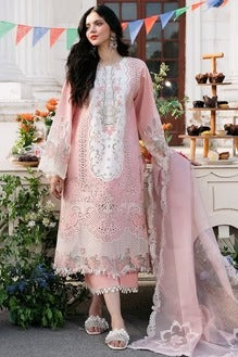 AR-2585 Lawn Unstitched Embroidered 3pc Suit With Organza Embroidered Dupatta