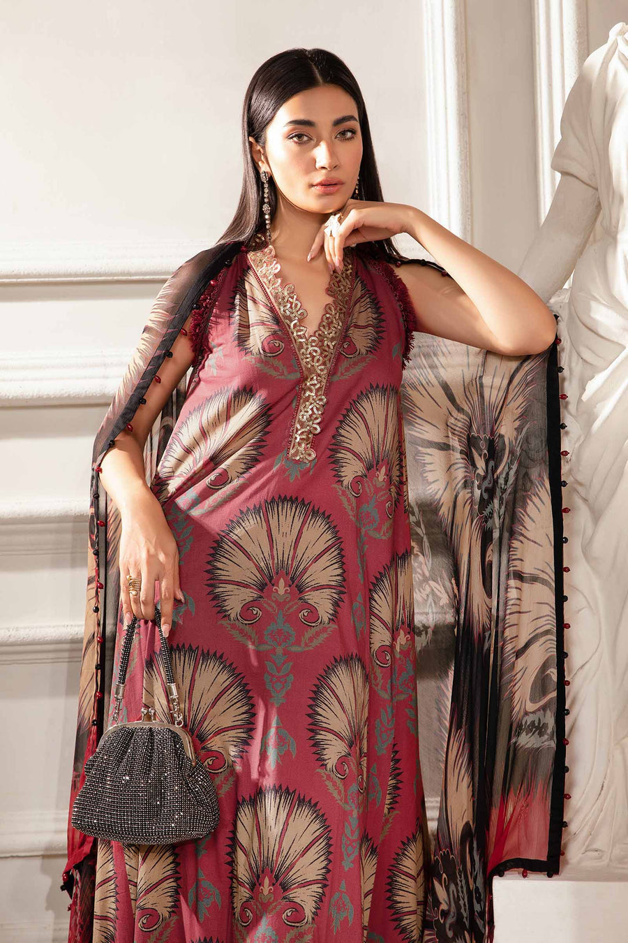 AR-MB444 Digital Printed Unstitched Lawn Suit 3pc With Lawn Digital Printed Dupatta
