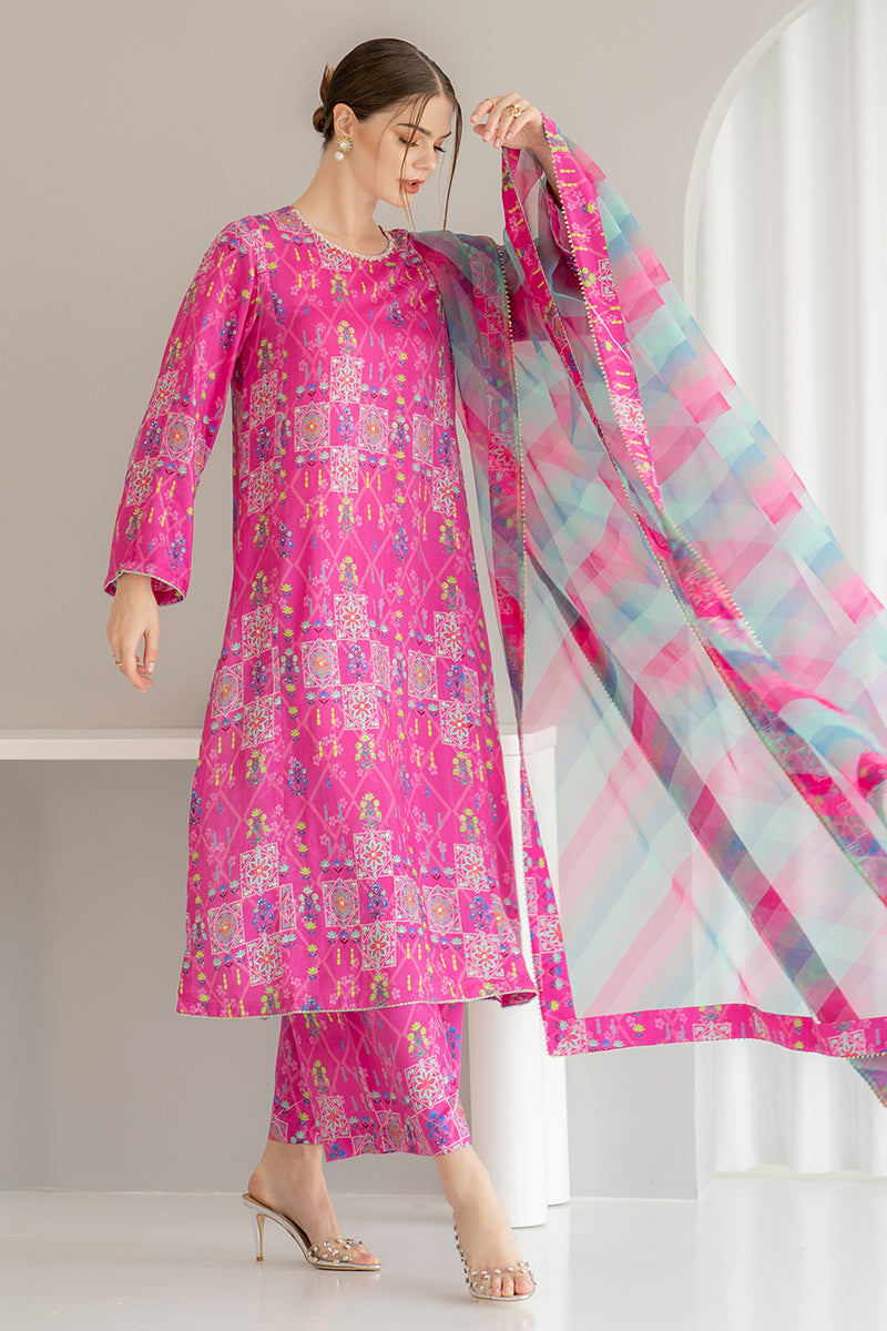 AR-121 Unstitched Digital Printed Lawn 3pc Suit With Printed Fine Monar Dupatta