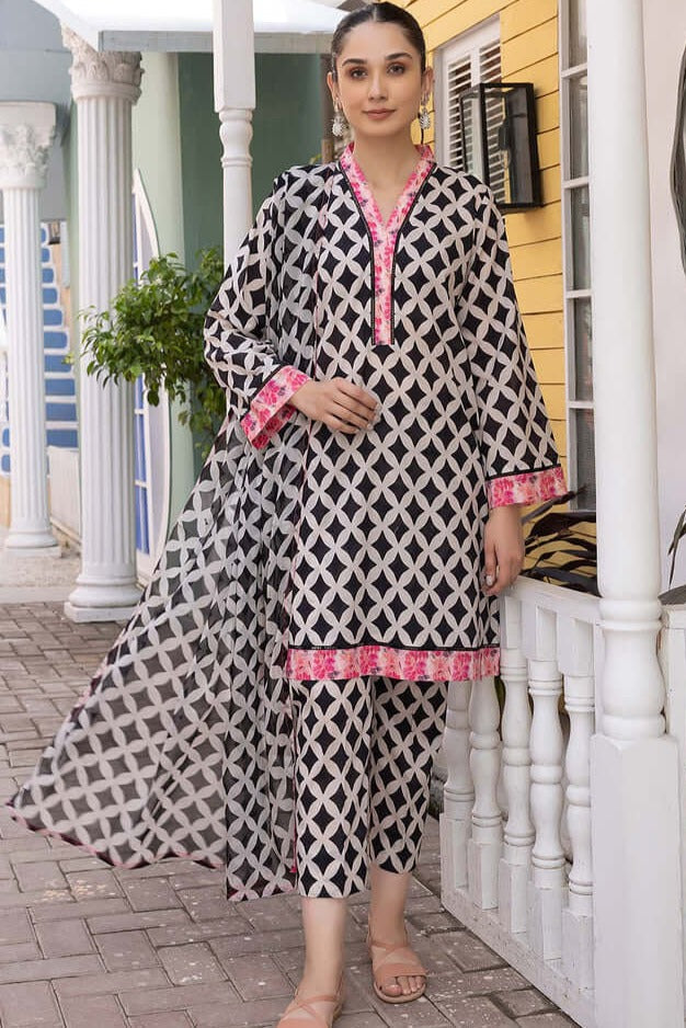 AR-CH03 3Pc Digital Printed Unstitched Lawn Suit With Digital Printed Lawn Dupatta