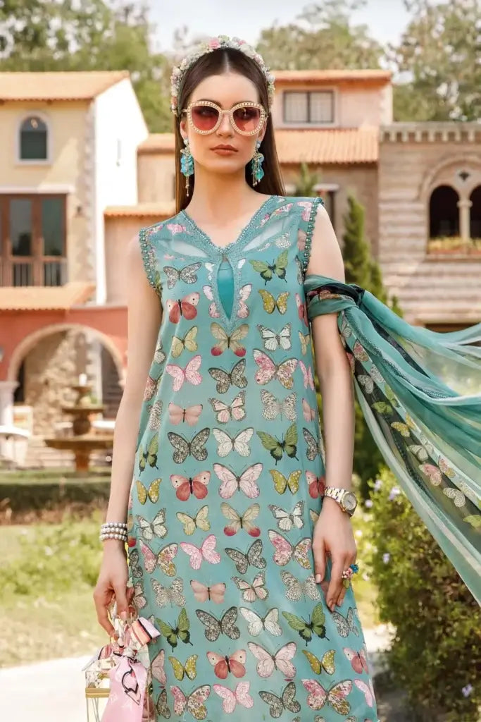 AR-MB26 Digital Printed Lawn Unstitched Suit 3pc With Monar Digital Printed Dupatta & Daman Embroidered Lace