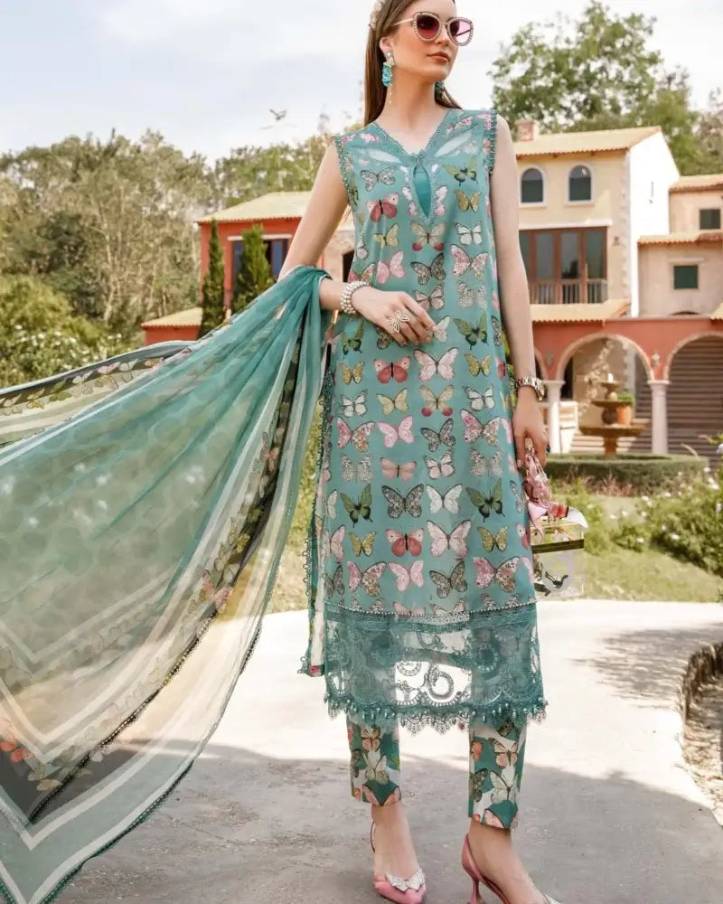 AR-MB26 Digital Printed Lawn Unstitched Suit 3pc With Monar Digital Printed Dupatta & Daman Embroidered Lace